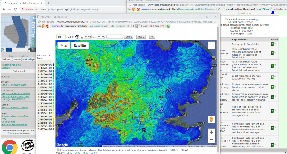 EcoActuary: an open-access catastrophe model capable of assessing the impact of green infrastructure on local and downstream assets at risk of flood. 