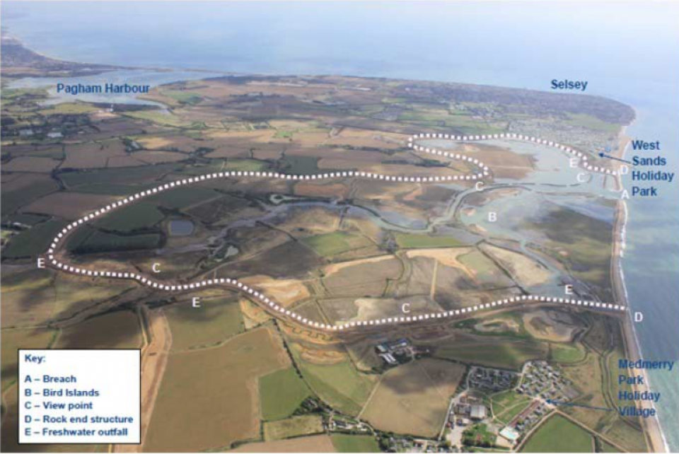 The managed realignment project at Medmerry is the biggest on the open-coast in Europe (Image: Environment Agency)  