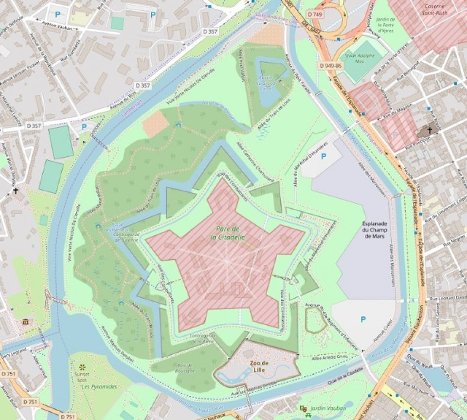 Map view of the Citadelle Park