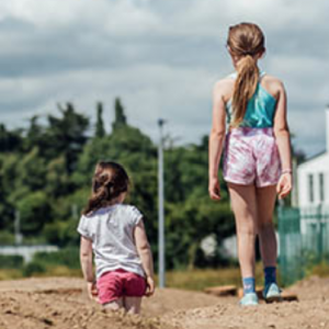 Children playing on the Castletroy Urban Greenway Natural Play Area
