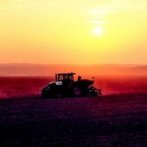 Tractor at sunset