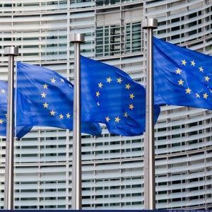 EU flags in Brussels