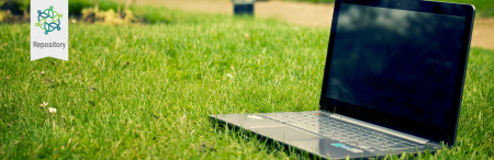 Laptop on grass