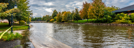 River running through city park