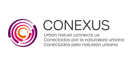 Conexus logo with strapline: urban nature connects us (in English, Spanish and Portuguese)