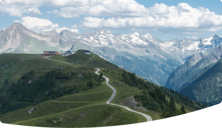Path along a mountain ridge with a panoramic view