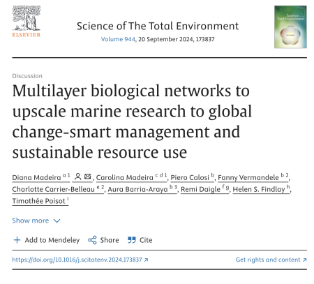 Multilayer biological networks to upscale marine research to global change-smart management and sustainable resource use
