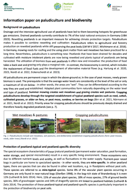 Information paper on paludiculture and biodiversity