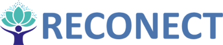 Reconnect logo person open arms tree overhead