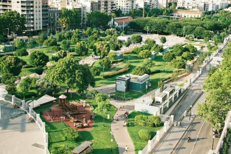 urban green community birdseye view