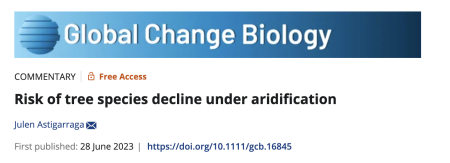 global change biology- screenshot of web article