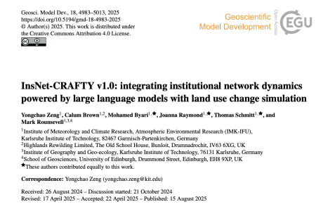 InsNet-CRAFTY v1.0: integrating institutional network dynamics powered by large language models with land use change simulation