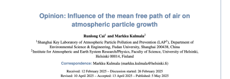 Opinion: Influence of the mean free path of air on atmospheric particle growth