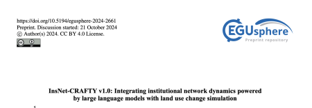 Integrating institutional network dynamics powered by large language models with land use change simulation