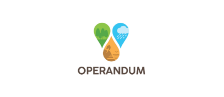 OPERANDUM logo - 3 raindrops fitting together to make diamond shape