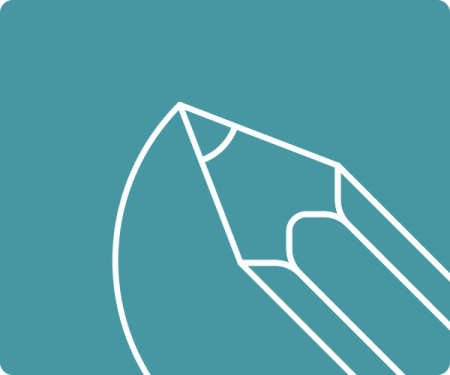 pencil drawing semi circle line in white outline on blue background - Oppla FAQ