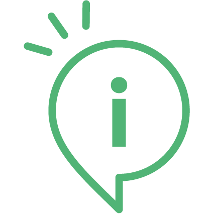 i icon inside speech bubble - thick green outline