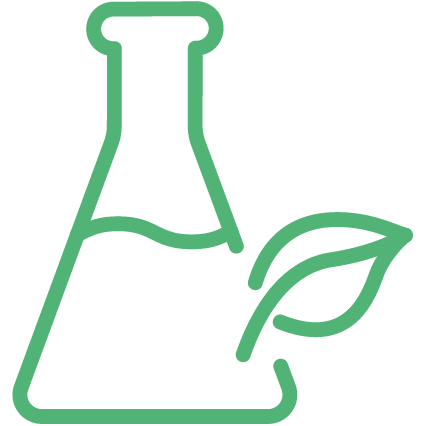 test tube with leaf in thick green outline