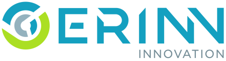 ERINN logo - blue and green circle with metal cog in the middle