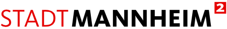 Stadt Mannheim logo - stadt in red text and mannheim in black