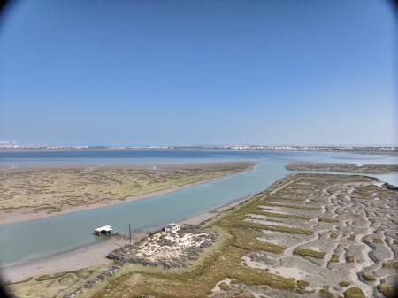 Aerial image of Cadiz bay with a large intertidal channel.