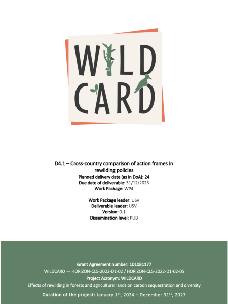 D4.1 – Cross-country comparison of action frames in rewilding policies report cover