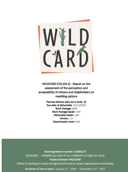 Report on the assessment of the perception and acceptability of citizens and stakeholders on rewilding options report cover