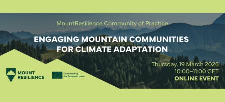 Forest background with title "Engaging mountain communities for climate adaptation"