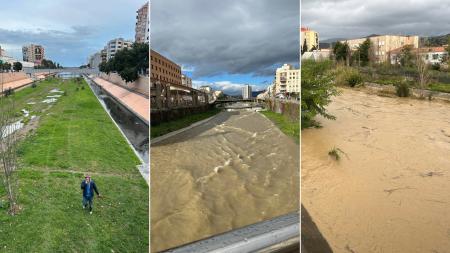 The evolution of the Guadamelina from Tuesday to Thursday after dam is opened