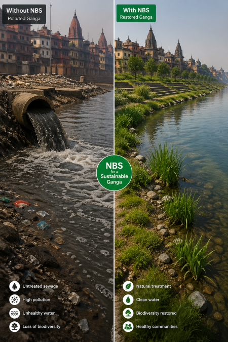 Concept image of Productive nbs at Ganga river basin near Jajmau leather tanneries, Kanpur, India