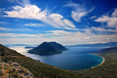 Panoramic view of the bay of Mytikas, Western Greece