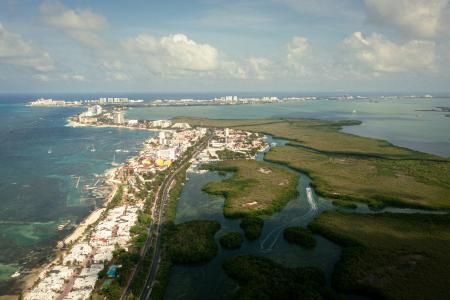 Aerial view of the Nichupte lagoon 