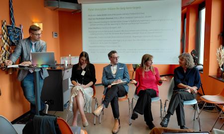 Futures panel: Visions for long-term targets. Moderator: Janne Artell, Natural Resources Institute Finland; Fleur von Ooststroom-Brummel, European Commission; Brian MacSharry, European Environment Agency; Emanuela De Menna, European Research Executive Agency; Jeanne Nel, Wageningen University & Research. 