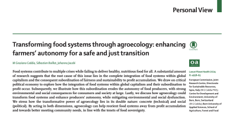 Transforming food systems through agroecology: enhancing farmers’ autonomy for a safe and just transition