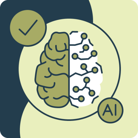 benefits of using AI icon - brain in green