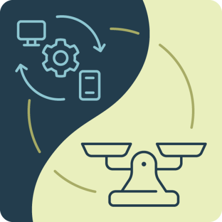 Application of a decision analysis model icon - weighing scales