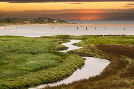 Sunset evening by the water  