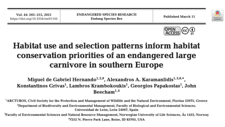 Habitat use and selection patterns inform habitat conservation priorities of an endangered large carnivore in southern Europe