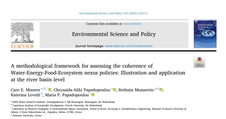 report cover A methodological framework for assessing the coherence of Water-Energy-Food-Ecosystem nexus policies: Illustration and application at the river basin level