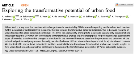 Exploring the transformative potential of urban food report cover