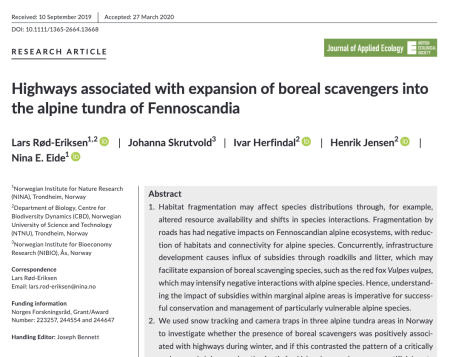 Highways associated with expansion of boreal scavengers into the alpine tundra of Fennoscandia report cover