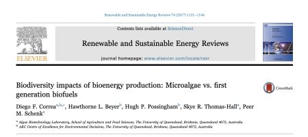 Biodiversity impacts of bioenergy production: Microalgae vs. first generation biofuels article cover