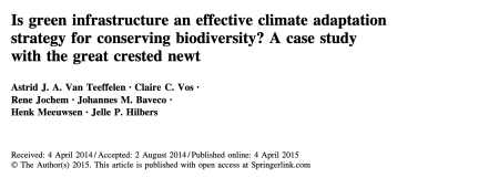 Is green infrastructure an effective climate adaptation strategy for conserving biodiversity? A case study with the great crested newt paper cover