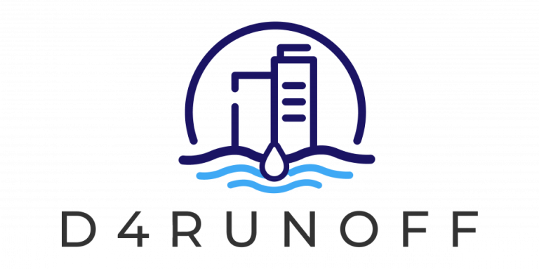 D4RUNOFF logo text with building and water in a circle