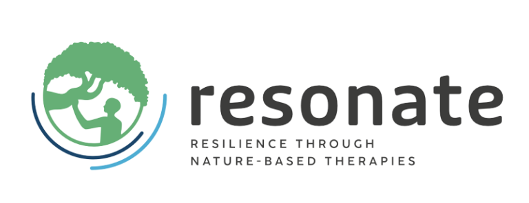 resonate logo circle of tree with person reaching out to touch the trunk