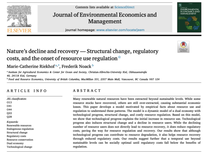 Nature’s decline and recovery — Structural change, regulatory costs, and the onset of resource use regulation