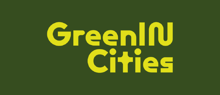 green in cities logo - yellow writing on green background