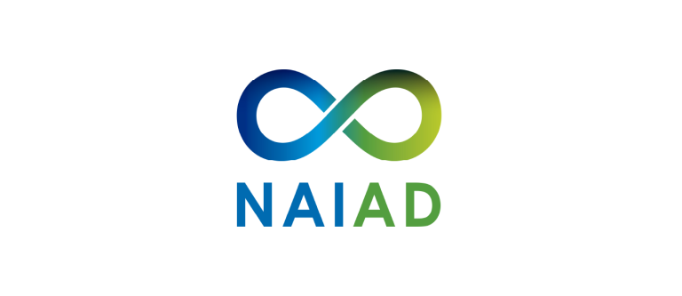 NAID logo - infinity sign gradient moving from blue to green