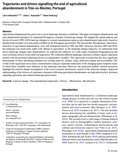 trajectories ending agricultural abandonment