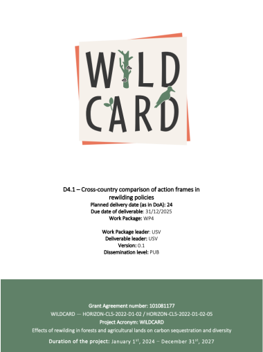 D4.1 – Cross-country comparison of action frames in rewilding policies report cover